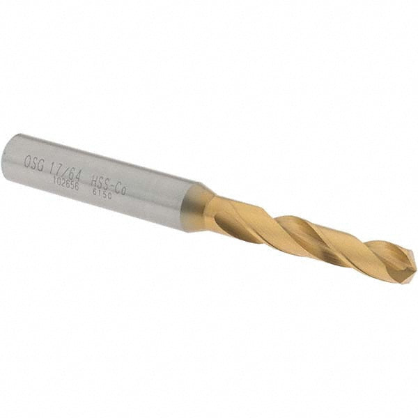17/64" Cobalt High Speed Steel Screw Machine Drill Bit, Coated, 130° point - OSG 10265605