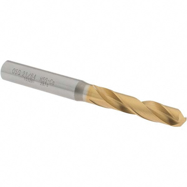 21/64" Cobalt High Speed Steel Screw Machine Drill Bit, Coated, 130° point - OSG 10328105