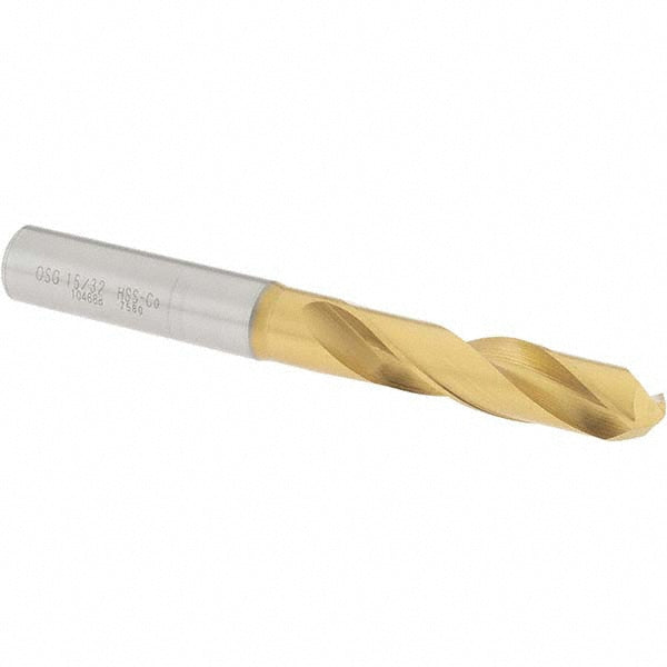 15/32" Cobalt High Speed Steel Screw Machine Drill Bit, Coated, 130° point - OSG 10468805