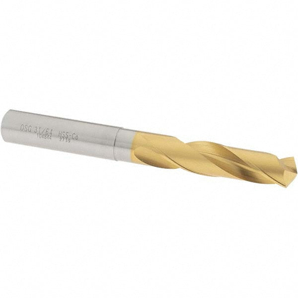 31/64" Cobalt High Speed Steel Screw Machine Drill Bit, Coated, 130° point - OSG 10484405