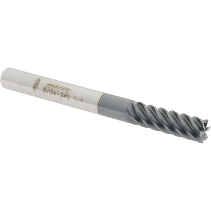 1/4" 6-Flute Solid Carbide Square End Mill, AlTiN - Accupro 12177406