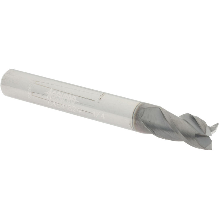 1/4" 3-Flute Solid Carbide Square End Mill, nACRo - Accupro 12178911