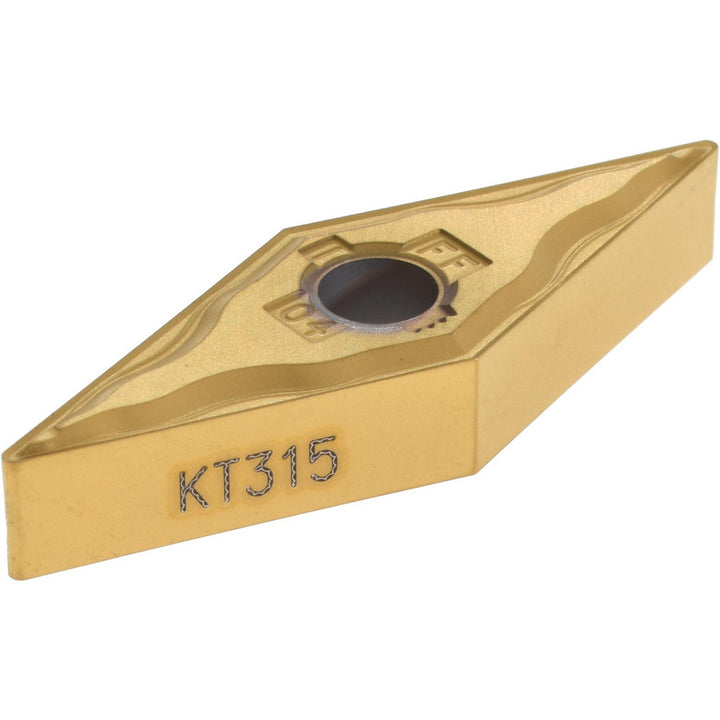 V - Diamond (Rhombic) 35-Deg 3/8" IC Cermet Insert, Grade KT315, TiN - Kennametal 1602247