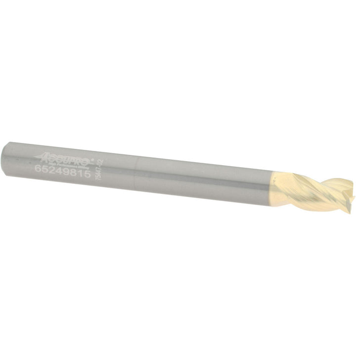 1/4" 3-Flute Solid Carbide Square End Mill, ZrN - Accupro 314553
