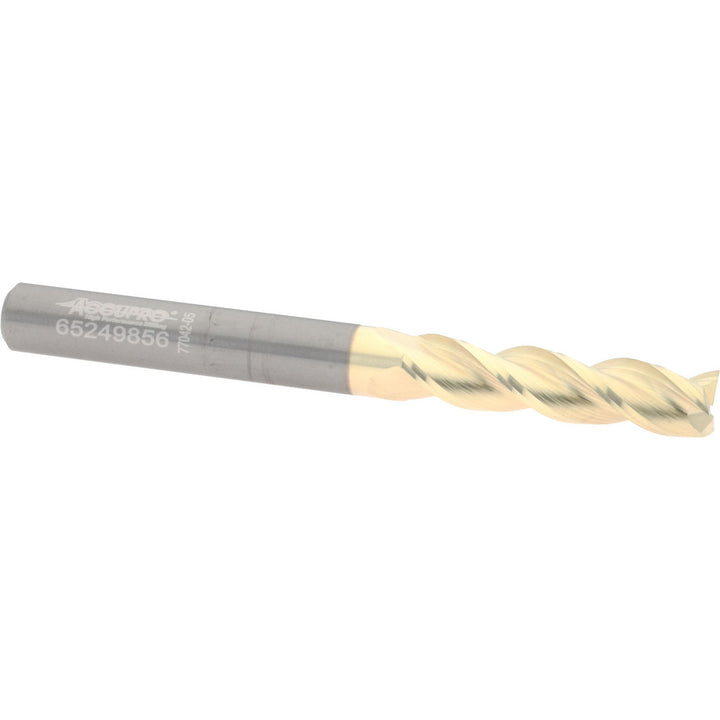 1/4" 3-Flute Solid Carbide Square End Mill, ZrN - Accupro 314602
