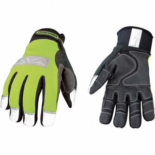 Small Lime Green; Black Scotchlite Cold Condition Gloves - Youngstown 08-3710-10-S