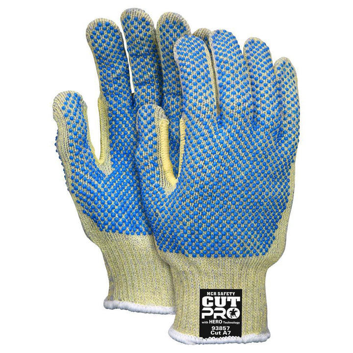 Large Yellow Aramid Cut & Abrasion-Resistant Gloves - MCR Safety 93859L
