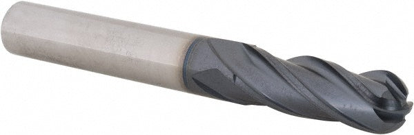 3/8" 4-Flute Solid Carbide Ball End Mill, TiAlN - Iscar 5620369