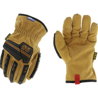 Large Black; Tan Leather Cut & Abrasion-Resistant Gloves - Mechanix Wear CWKLDMP-X75-010