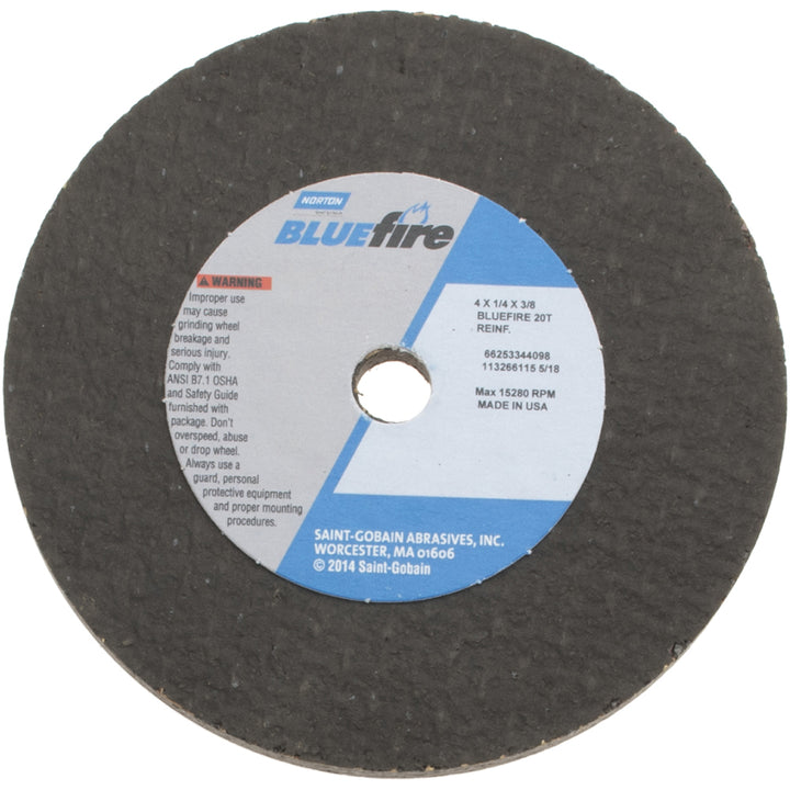 4 x 1/4" 20-Grit Zirconia Alumina Grinding & Cutoff Wheel - Norton 66253344098