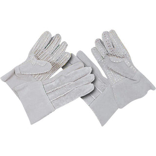 Large Gray Leather Cut-Resistant Gloves - Steel Grip 644-4
