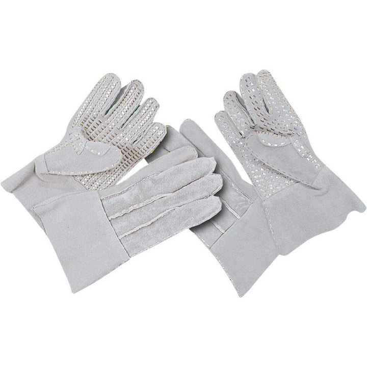 Large Gray Leather Cut-Resistant Gloves - Steel Grip 644-4