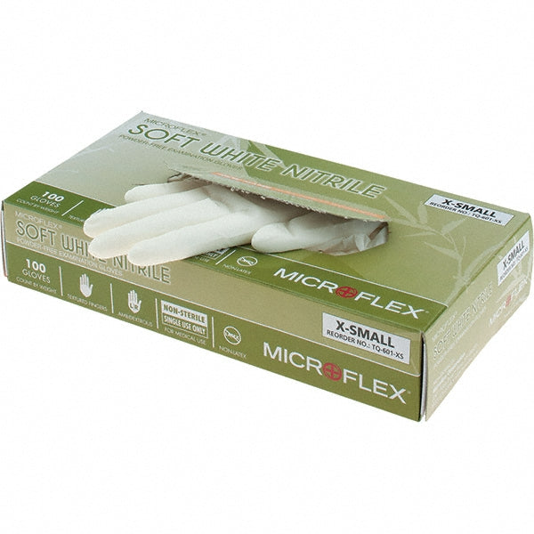 White Nitrile Gloves - Ansell TQ-601-XS