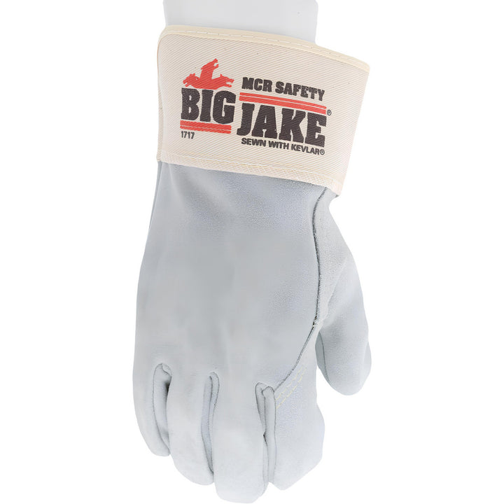 X-Large Gray; White Cowhide Leather General Purpose Gloves - MCR Safety 1717