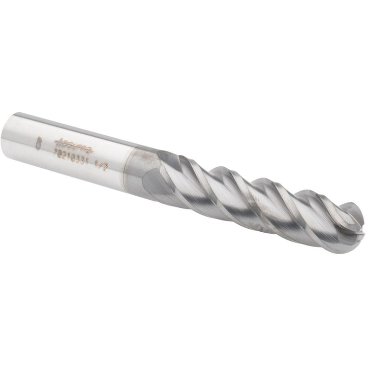 1/2" 4-Flute Solid Carbide Ball End Mill, nACRo - Accupro 12179282