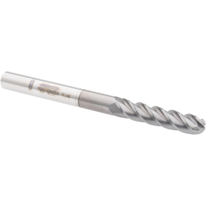 1/4" 4-Flute Solid Carbide Ball End Mill, nACRo - Accupro 12179278