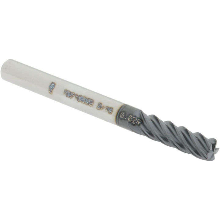 3/16in" 5-Flute Solid Carbide Corner Radius End Mill, AlTiN - Accupro 12178657