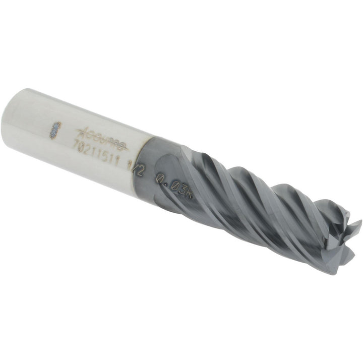 1/2in" 5-Flute Solid Carbide Corner Radius End Mill, AlTiN - Accupro 12178671