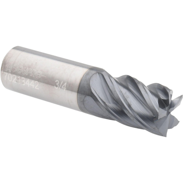 3/4" 5-Flute Solid Carbide Square End Mill, AlTiN - Accupro 12180756