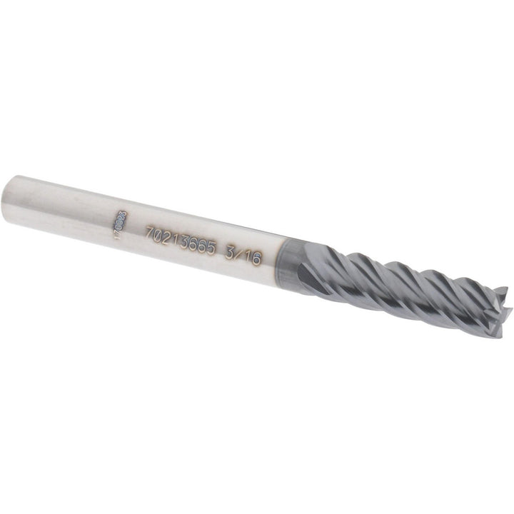 3/16" 5-Flute Solid Carbide Square End Mill, AlTiN - Accupro 12180714