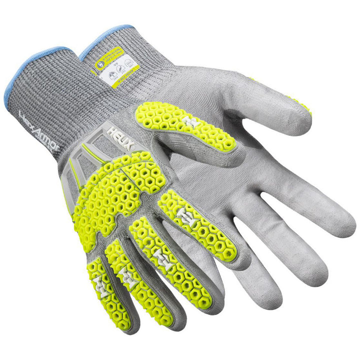 Large Gray; High-Visibility Yellow HPPE Abrasion Resistant; Cut & Puncture-Resistant; Impact-Resistant Gloves - HexArmor. 3013IMP-L (9)