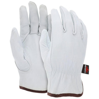 X-Large White; Brown Goatskin Leather General Purpose Gloves - MCR Safety 3611XL