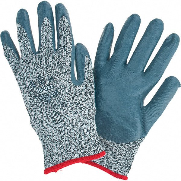 Large Black; Gray HPPE; Spandex; Polyester Abrasion Resistant Gloves - SHOWA 230-09