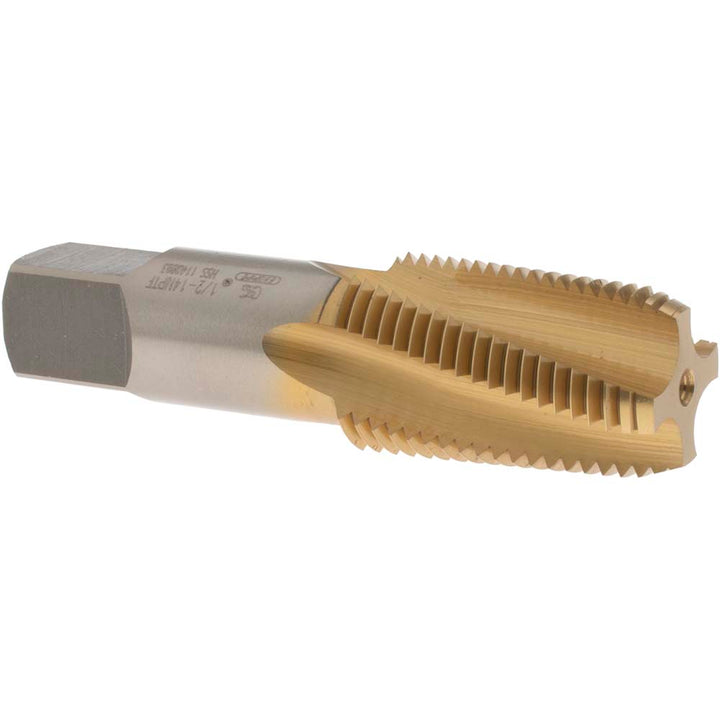 1/2-14 NPTF Vanadium High-Speed Steel Standard Tap, TiN - OSG 1738005