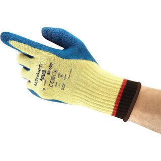 Medium Yellow; Blue Kevlar Cut-Resistant Gloves - Ansell 206409