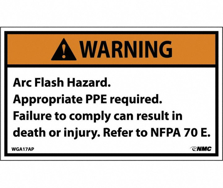 Warning - Arc Flash Hazard - Appropriate PPE Required - Fail Label - AccuformNMC WGA17AP