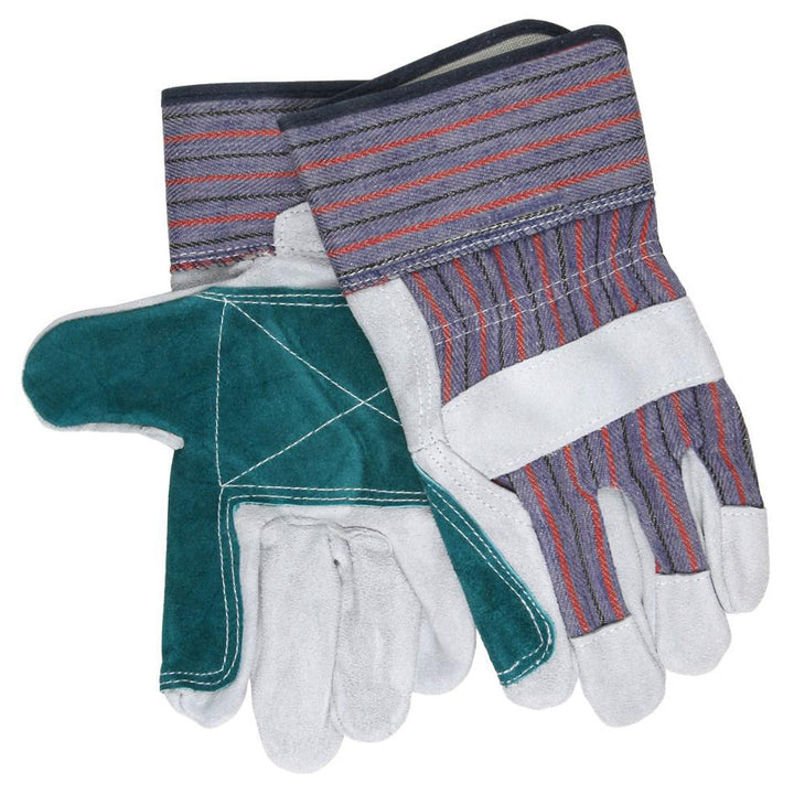 Large Gray; Green; Brown Cowhide Leather General Purpose Gloves - MCR Safety 1311