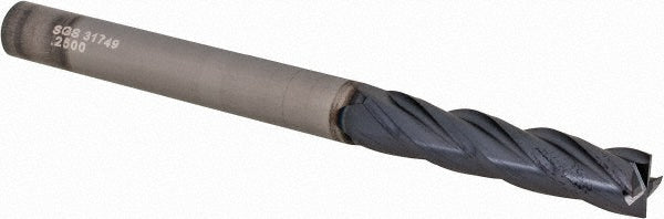 1/4" 4-Flute Solid Carbide Square End Mill, AlTiN - SGS 31749
