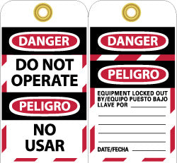 DO NOT OPERATE NO USAR (Side 1); EQUIPMENT LOCKED OUT BY/EQU Tag - AccuformNMC SPLOTAG18
