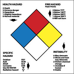 Health Hazard - Fire Hazard - Specific Hazard - Instability Label - AccuformNMC HMS14ALV