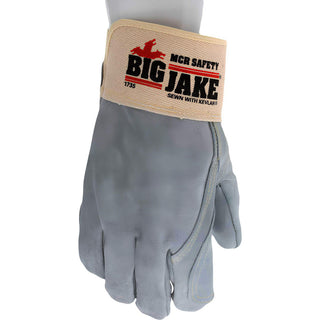 Large Gray; White; White Cowhide Leather General Purpose Gloves - MCR Safety 1735L