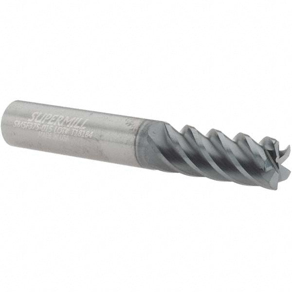 3/8" 5-Flute Solid Carbide Corner Radius End Mill, AlCrN - Supermill 5251866
