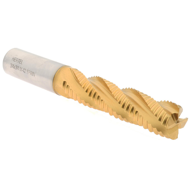 0.7500" 4-Flute Cobalt Single End Mill, TiN - Hertel 72846314