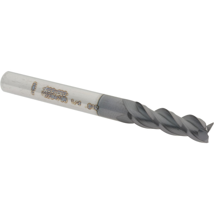 1/4" 3-Flute Solid Carbide Corner Radius End Mill, AlTiN - Accupro 12179336