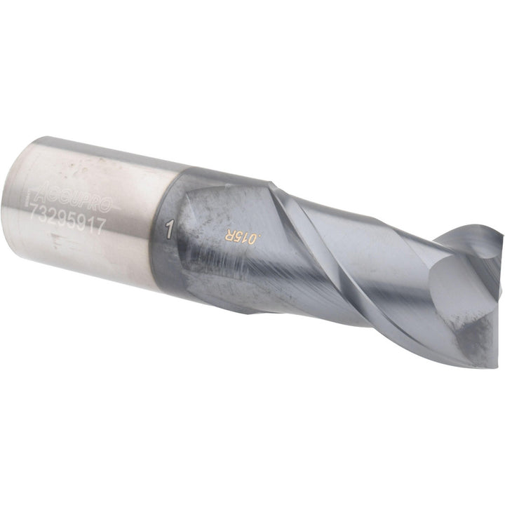 1" 2-Flute Solid Carbide Corner Radius End Mill, AlTiN - Accupro 12176838