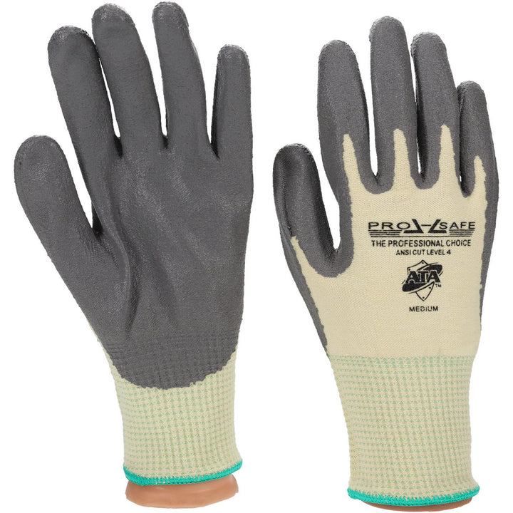 Medium Gray; Yellow Kevlar Cut Resistant; Puncture Resistant Gloves - PRO-SAFE GLA-C1-M