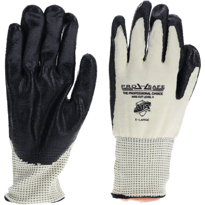 X-Large Black; Yellow Kevlar Cut Resistant; Puncture Resistant Gloves - PRO-SAFE GLA-C2-XL