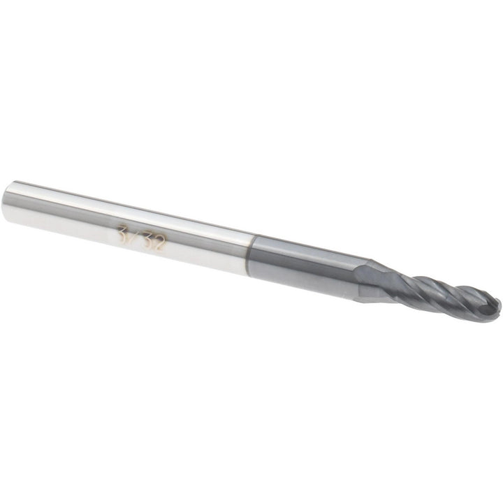 3/32" 4-Flute Solid Carbide Ball End Mill, AlTiN - Accupro 12177107