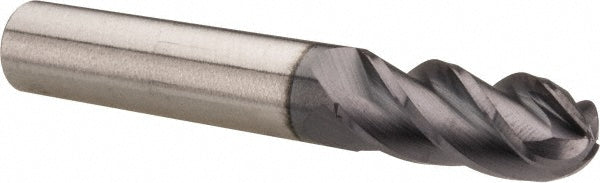 3/8" 4-Flute Solid Carbide Ball End Mill, AlTiN - Accupro 12177123