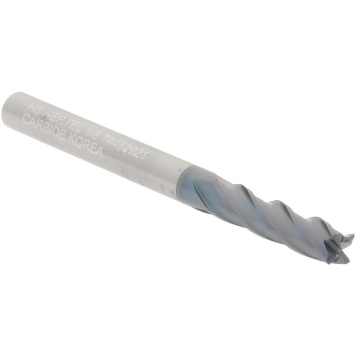 1/8" 4-Flute Solid Carbide Square End Mill, AlTiN - Hertel 750230