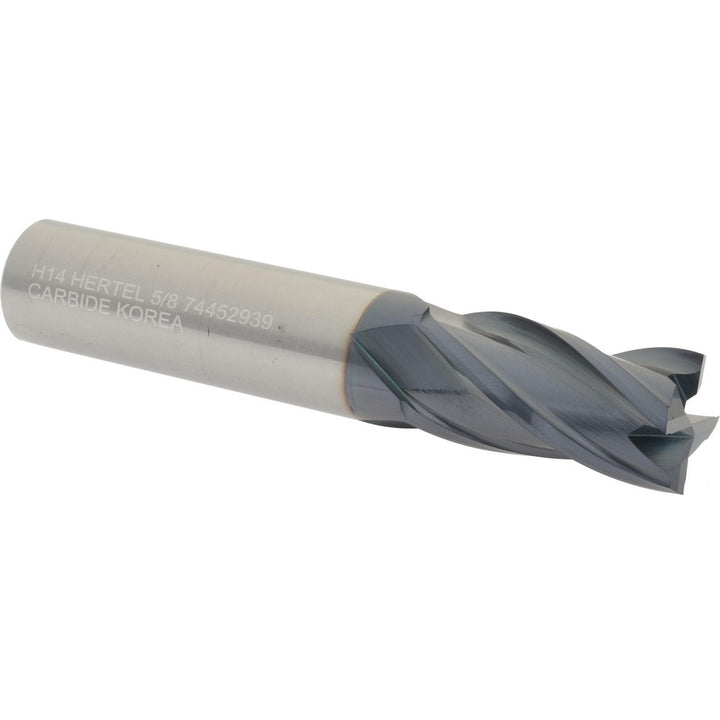 5/8" 4-Flute Solid Carbide Square End Mill, AlTiN - Hertel 750216