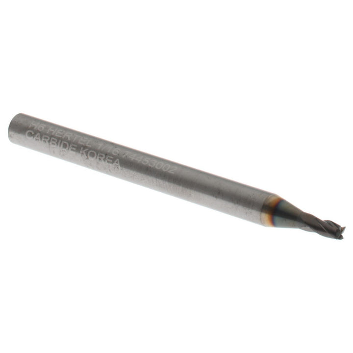 1/16" 4-Flute Solid Carbide Square End Mill, TiCN - Hertel 750570