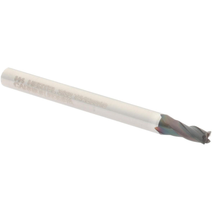 3/32" 4-Flute Solid Carbide Square End Mill, TiCN - Hertel 750329
