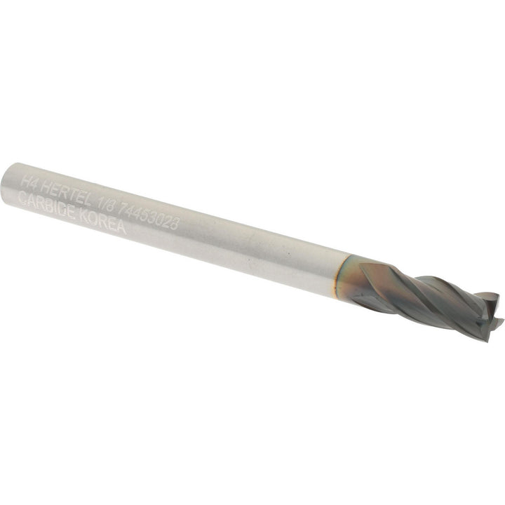 1/8" 4-Flute Solid Carbide Square End Mill, TiCN - Hertel 750527