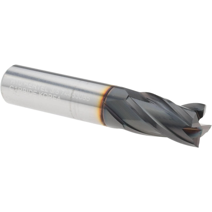 3/8" 4-Flute Solid Carbide Square End Mill, TiCN - Hertel 750302