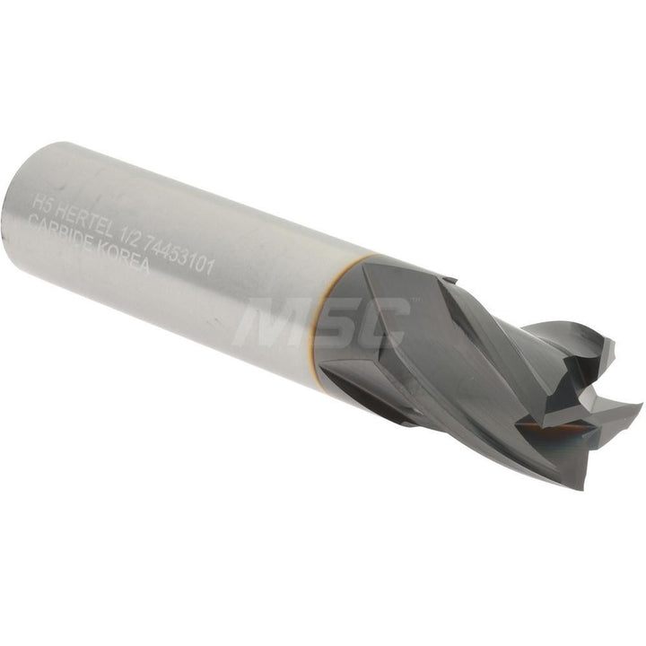 1/2" 4-Flute Solid Carbide Square End Mill, TiCN - Hertel 750292